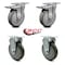 Service Caster 5 Inch Gray Polyurethane Swivel Top Plate Caster Lock Brakes 2 Rigid SCC, 2PK SCC-TTL20S514-PPUB-2-R-2 - alternate 5
